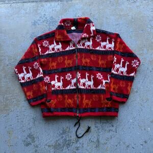 Vintage Southwestern Aztec Style Alpaca Zip Up XL